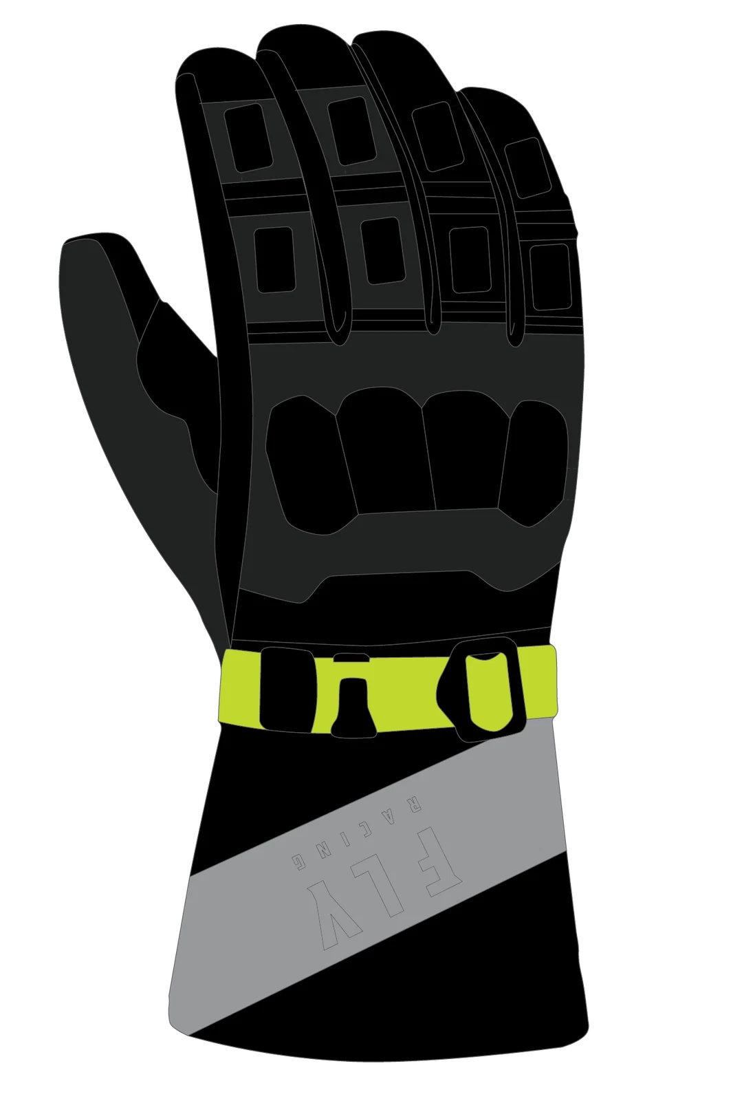 Fly Racing Mens Snow Glacier Gloves Black/Grey/Hi Viz Md