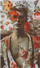 David Bowie with Flowers Collage Counted Cross-Stitch Pattern Chart