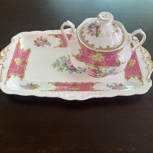 Royal Albert Lady Carlyle Sugar Pot & Sandwich Plate - Picture 1 of 10