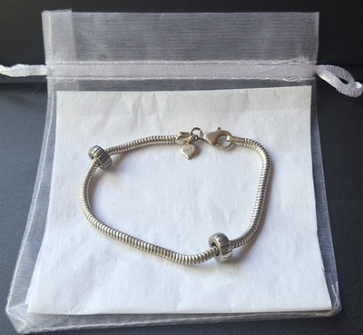DW Vintage Italian Sterling Silver Charm Bracelet 7.25'' two charm stops included
