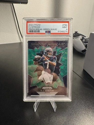 2023 PANINI PRIZM PRIZM BREAK GREEN WAVE #PB6 CJ STROUD ROOKIE RC PSA 9