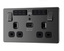 Black Nickel Finish Screwless Flat Plate Wi-fi Socket Range Extender with USB 2G
