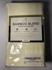 Cosy House Collection Luxury Pillowcase 2 King 20x40" Bamboo Blend Cream