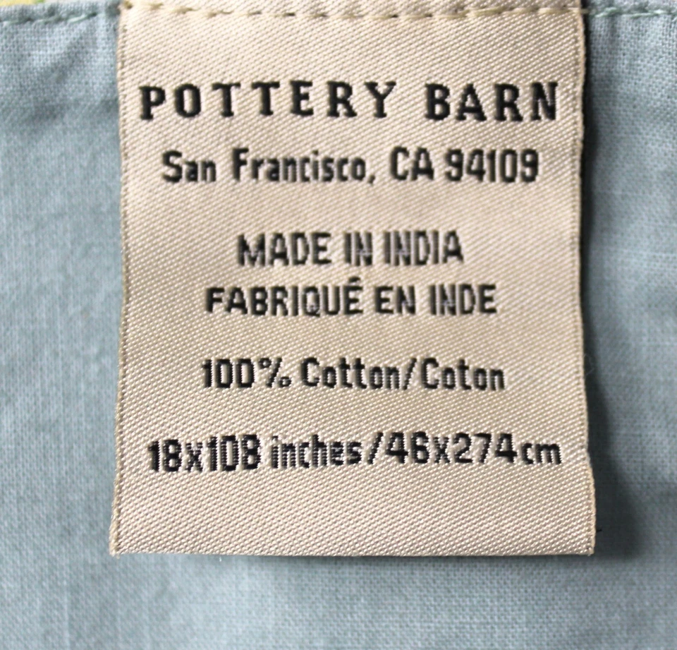 Pottery Barn Floral Paisley 18 x 108” Table Runner Blue Green Yellow Cotton - Image 4 of 4