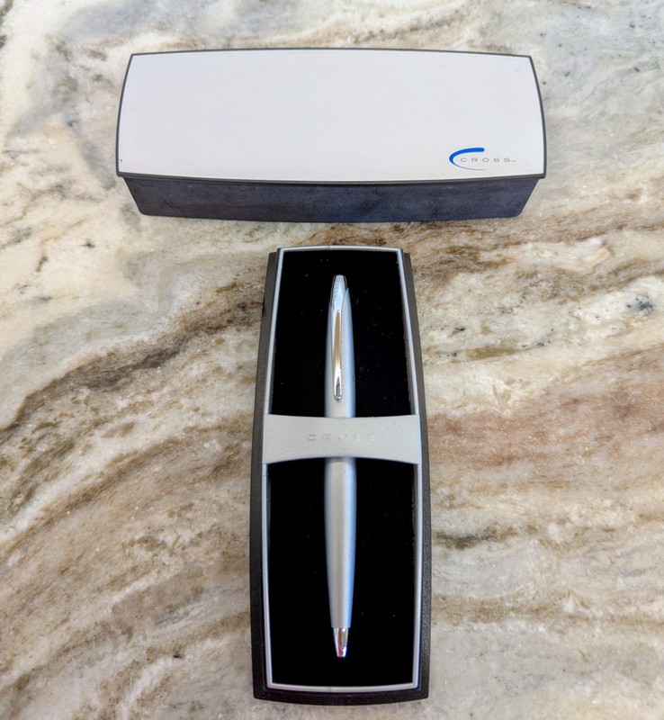 Vintage Silver Cross Pen With Case 1990s With Corporate Inscription 