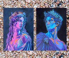 ACEO Art Card PRINTS Set of 2 Hand Painted Ac...