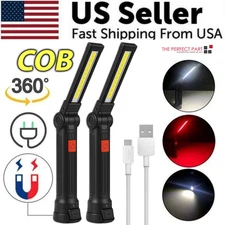 Rechargeable LED COB Work Light Mechanic Flashlight Lamp Magnetic Base Bright