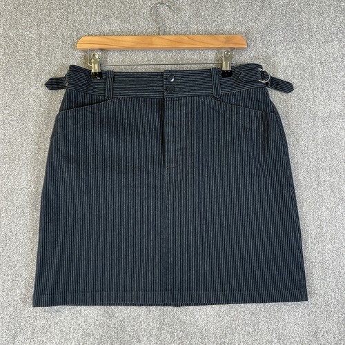 Agnes B Skirt Womens Size UK 12 40 Grey Striped Mini Buckled Short A Line