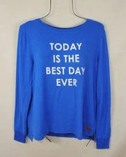 Peace Love World Women's Shirt S Blue Y2K Today Is The Best Day Blouse NWOT