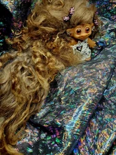 OOAK Vintage Wishnik Troll Gorgeous Long Wig Beautiful Large Swarovski Crystals