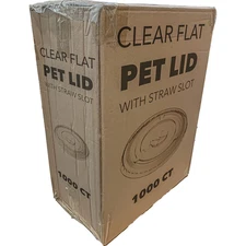 Wholesale Clear PET Flat Lids with Straw Slot for 12, 16, 20 & 24 oz 1000 CT