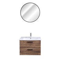 Badezimmer Waschplatz Set Waschtisch Spiegel Led Beleuchtung Eiche Waschbecken