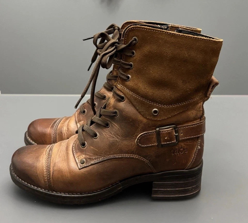 Botas de Combate Taos Crave para Mujer Talla US 9-9.5 EU 40 Marrón Cuero Gamuza Envejecido Foto 3 de 4