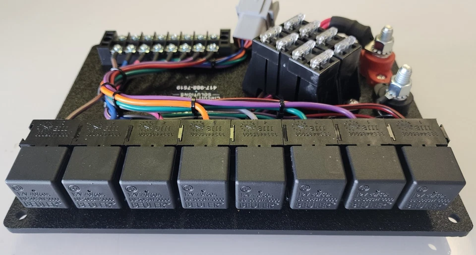 Race Car Fuse/Relay Panel Board 8 Circuits Color Coded wiring USA Made - Image 3 of 4