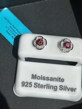 925 Silver Red Moissanite Earrings
