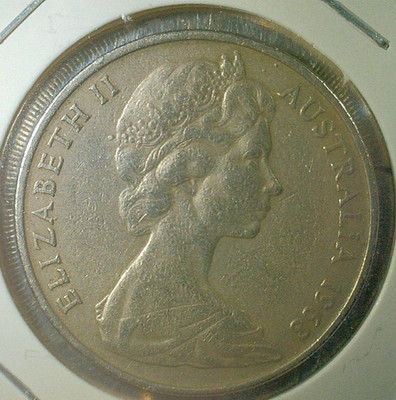 WORLD COIN SALE-1968 AUSTRALIA 20 CENT--COPPER NICKEL COMP. COIN