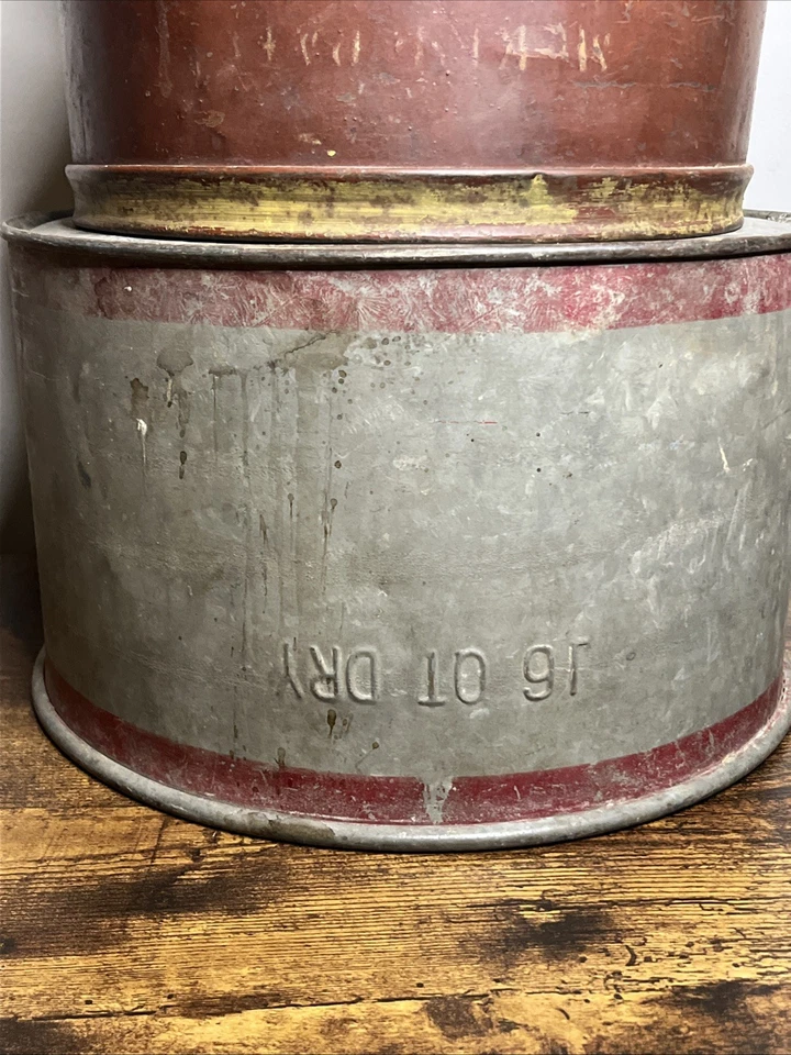 Set of 3 Antique Primitive Metal Dry Grain Measures Original General Store ! - Image 3 of 4