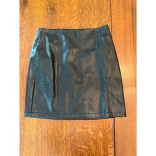 Mangopop Faux Leather Mini Skirt  Black Vegan Leather  High Waist  Size S