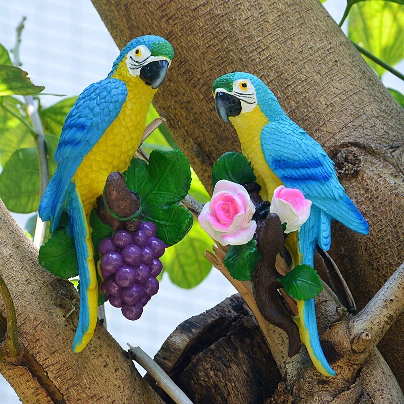 Смола моделирования попугая птицы скульптура милый стены вися ремесла дерево декор 20 см - Изображение 2 из 4