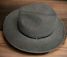 EUC Stunning 1000 Wool Wide-Brim Fedora Olive Green