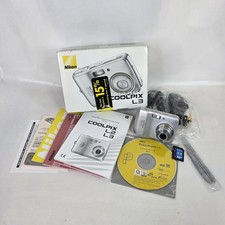 Nikon COOLPIX L3 5.1MP 3x Optical Zoom Digital Camera Silver Manual Memory Card