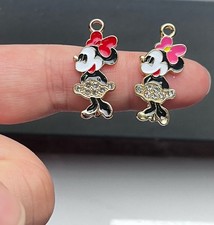 40Pcs cartoon minnie zircon Charm bracelet necklace Pendants DIY Jewelry Makings