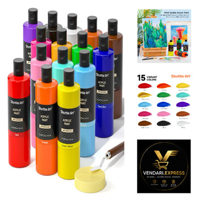 Shuttle Art Acrylfarben Set 15 Farben 473ml Wasserfest Künstler