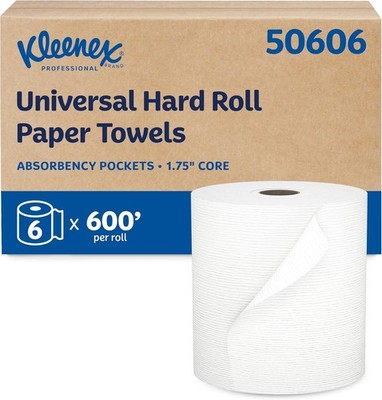 Kleenex 50606 8'' x 600' Hard Roll Paper Towels - White 1 Roll (50606) 1.75'' Core