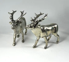 Pewter Elk Salt & Pepper Shaker Set Metal Pair 4"L