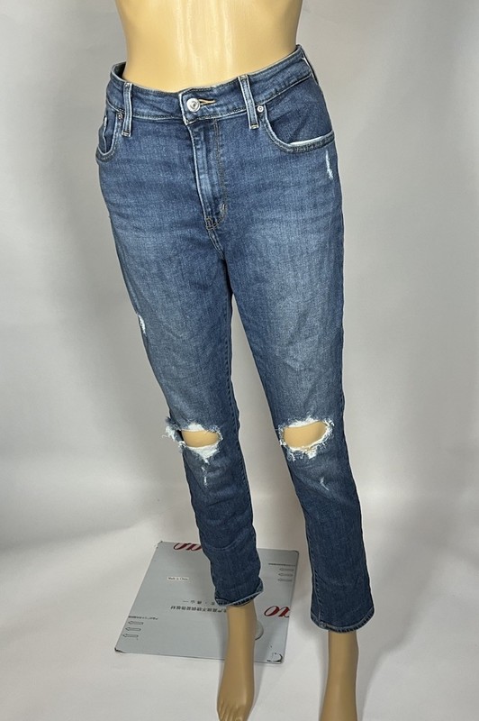 Levi's 721 High Rise Skinny Medium Wash Jeans Women's Size 31 Distressed