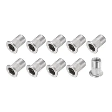 Rivet Nuts (M6) 50Pcs, Aluminum Threaded Insert Nuts Silver Tone