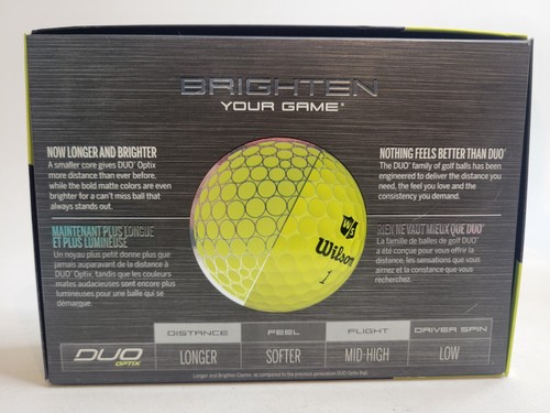 Wilson Duo Optix Matte Yellow Golf Balls 1 Dozen Box NIB Brighten Your Game - Picture 5 of 12