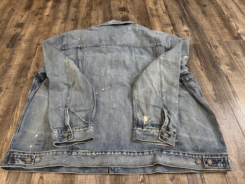 Polo Ralph Lauren Denim Jacket Mens 4XB Jean Paint Splatter Trucker Distressed - Picture 8 of 11