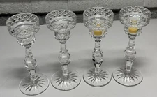4 VTG Tyrone Crystal Glass Candlestick Fintona Candle Holder Set Ireland Holiday