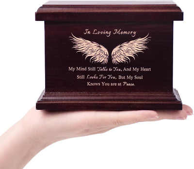 6 Inch Small Wooden Urn for Human Ashes - Keepsake Urn for Men & Women, Funeral