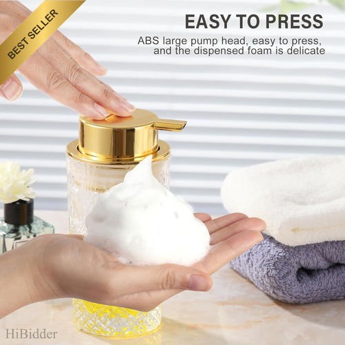 Glass Soap Dispenser Gold Pump Bathroom Kitchen Decor Clear - Picture 4 of 12