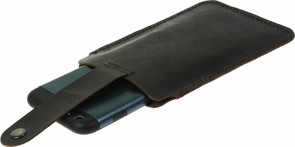 FUNDA DE CUERO GENUINO HECHA A MANO CON CORREA Y BOLSILLO PARA TARJETAS FUNDA PARA IPHONE Foto 4 de 4