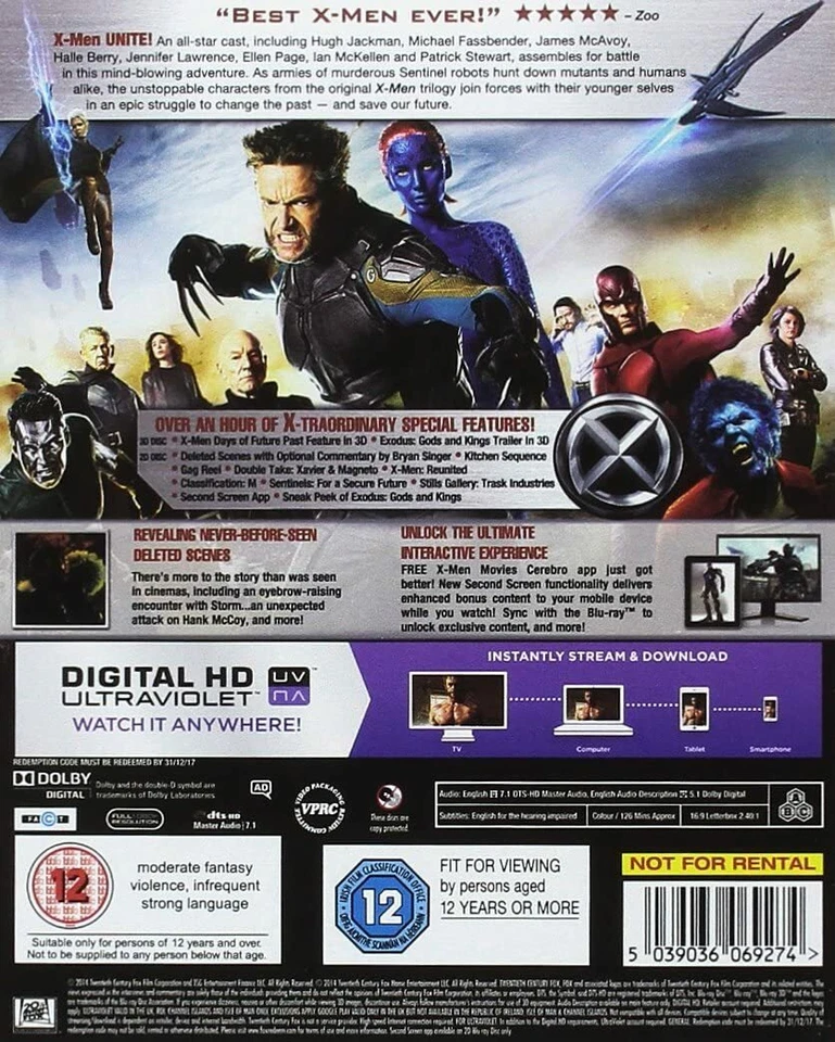 X-MEN Days of Future Past (2014) 3D + 2D Blu-Ray BRAND NEW (USA Compatible) - Image 2 of 2