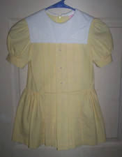 Girl's Size 5 Vintage Miss Quality Pastel Yellow Pleated Pintuck Dress EUC