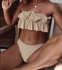 ruffle bandeau bikini 2 Piece Set Size MEDIUM