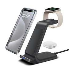 15W 3in1 Wireless Charger Station Charging Dock For Apple Watch 11/10 iPhone 17e