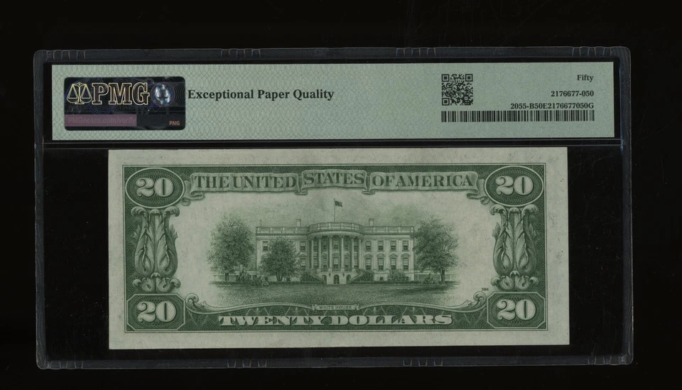 DBR 1934-A $20 FRN New York Fr. 2055-B PMG AU-50 EPQ Serial B88016401A - Image 2 of 2