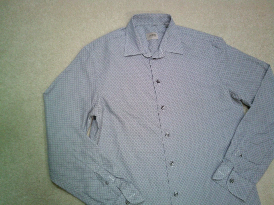 Armani Collezioni Button Up Shirt Mens Medium Gray - Image 3 of 4