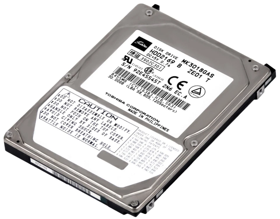 Hard Drive Toshiba 30GB MK3018GAS 4200RPM 2MB ATA / IDE HDD2169 2.5" Inch - Image 2 of 3