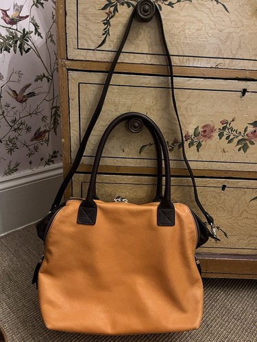 Gianni Conti Orange/Chocolate Leather Bag Handles + Strap. Useful Size. A/F - Picture 3 of 10