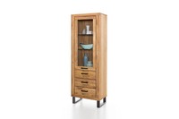 Vitrine Regal Tina In Wildeiche GeöLt Teilmassiv Breite 67Cm HöHe 200Cm Schrank