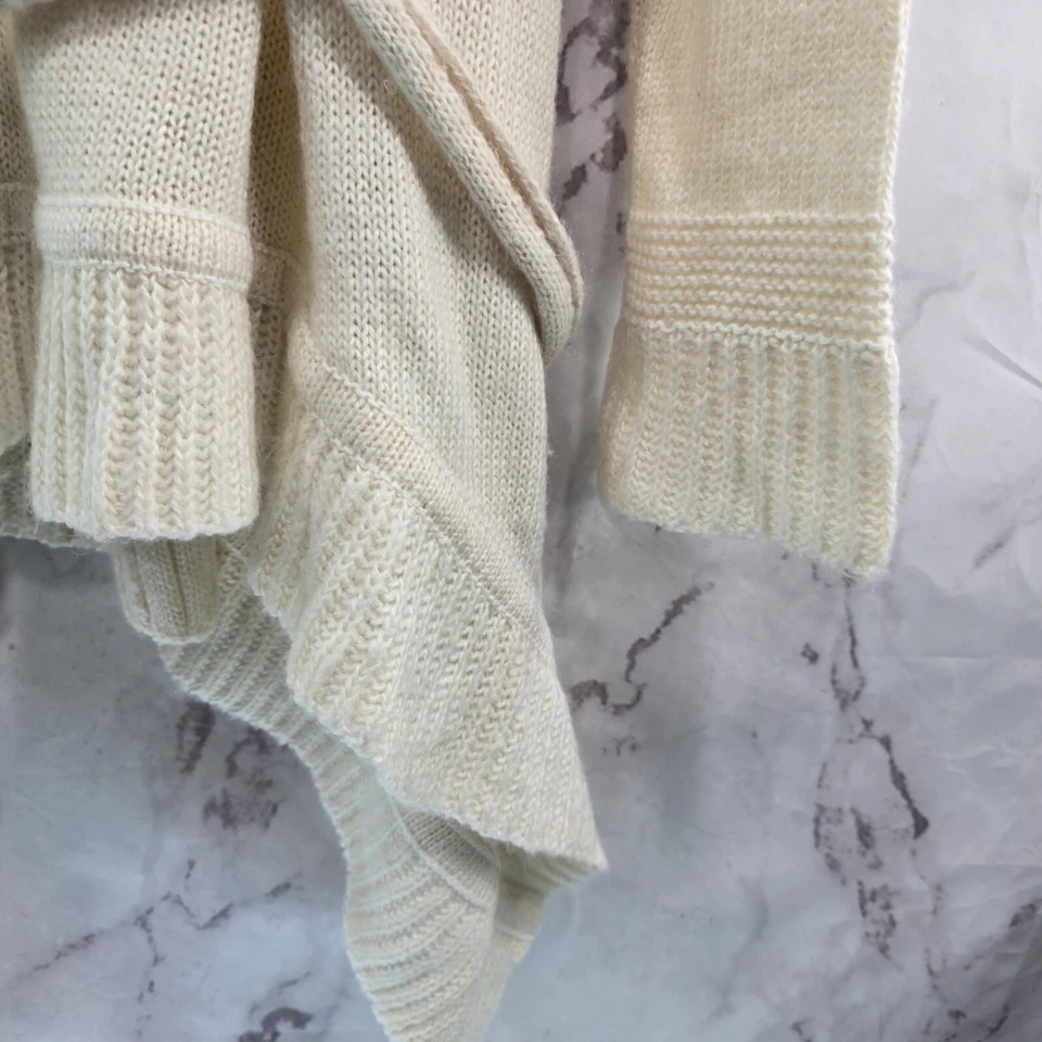 Cárdigan Vintage Mujer Pequeño Blanco Crema Suéter Borla Cuello Envoltura Mohair Años 90 Foto 4 de 4