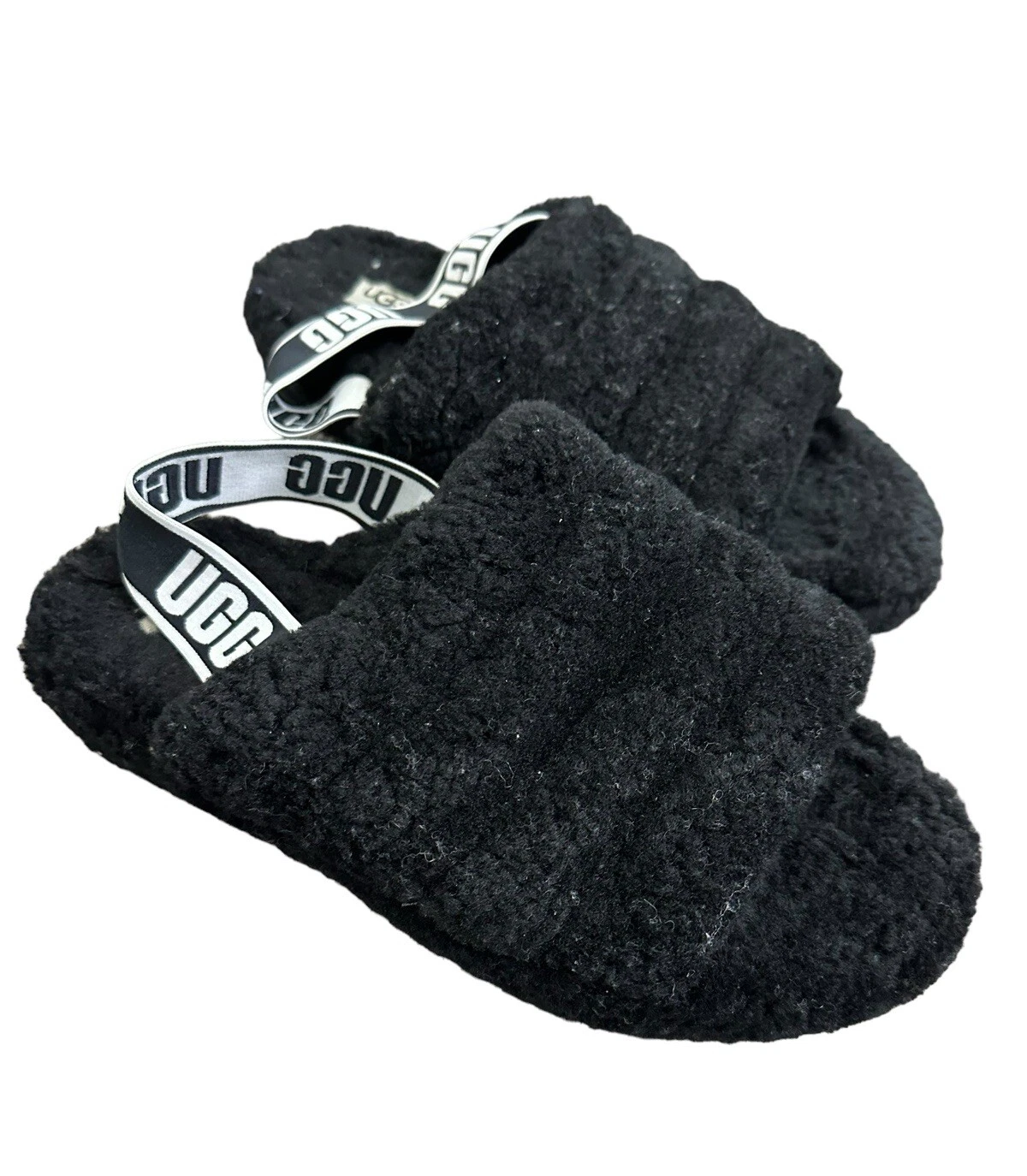 UGG sandalo donna nero in pelle di pecora plateau misura 9