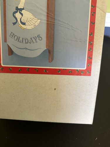 Vintage Happy Holidays Sled Hanging Decor Knick Knack Shelf Country Goose Bow - Picture 9 of 10