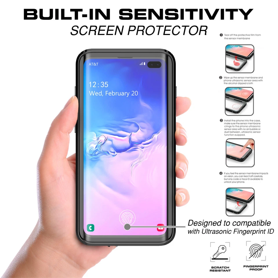 For Galaxy S10 Plus Waterproof Case Slim Cover with Kickstand & Screen Protector - Image 2 of 4